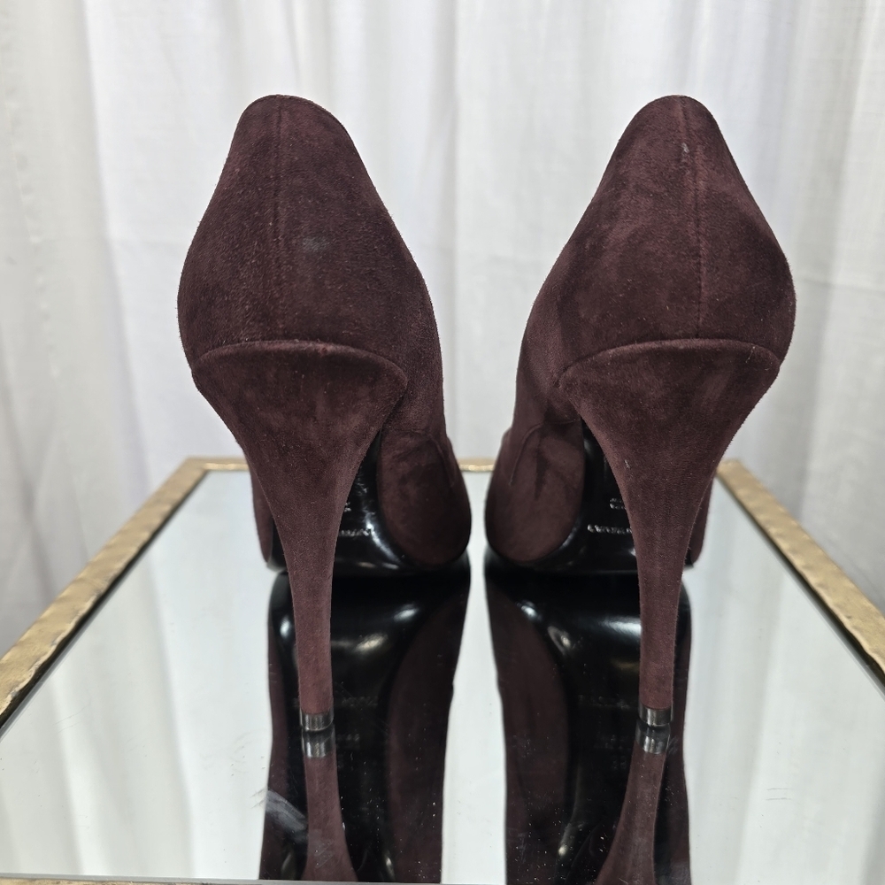 Emporio Armani Burgundy Suede Stiletto Heels - Picture 13 of 16
